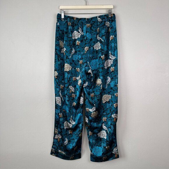 Ann Taylor Pajama Women L Blue Floral & Bird Pajama Top Pant Set Sleep - Picture 4 of 16